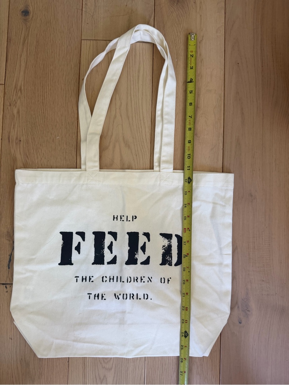 FEED Canvas Tote Bag in Cream with Black Print - Picture 4 of 6